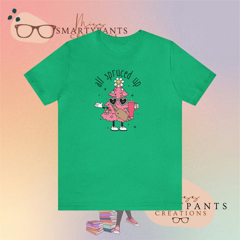 All Spruced Up Christmas Tree Holidays Crew Cotton Blend Shirt