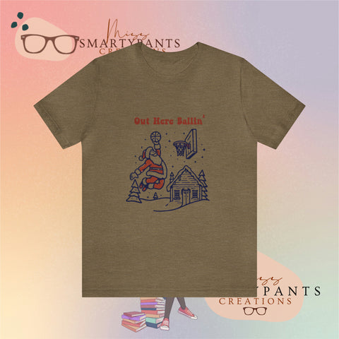 Santa Claus Hooping for the Holidays Crew Cotton Blend Shirt