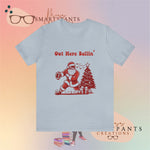 Out here Balling Santa Football Holidays Crew Cotton Blend Shirt