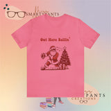 Out here Balling Santa Football Holidays Crew Cotton Blend Shirt