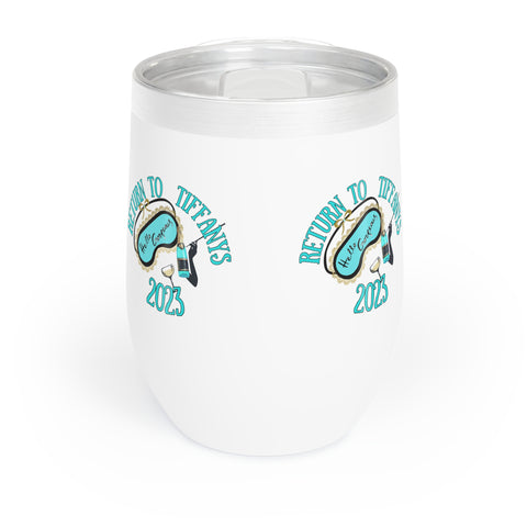 Official Please Return to Tiffanys Mask 12oz Insulated Wine Tumbler
