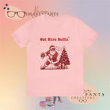 Out here Balling Santa Football Holidays Crew Cotton Blend Shirt