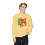 Dear Santa I've been Naughty Mind Your Business Christmas Crew Sweatshirt