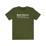 Strong Black Women Definition  100% Melanin BHM Celebration Unisex Short Sleeve Tee