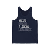 Vaxxed, Relaxed and Looking Like a Snack Unisex Jersey Tank