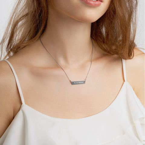 Plan Your Happiness Engraved Silver Bar Chain Necklace